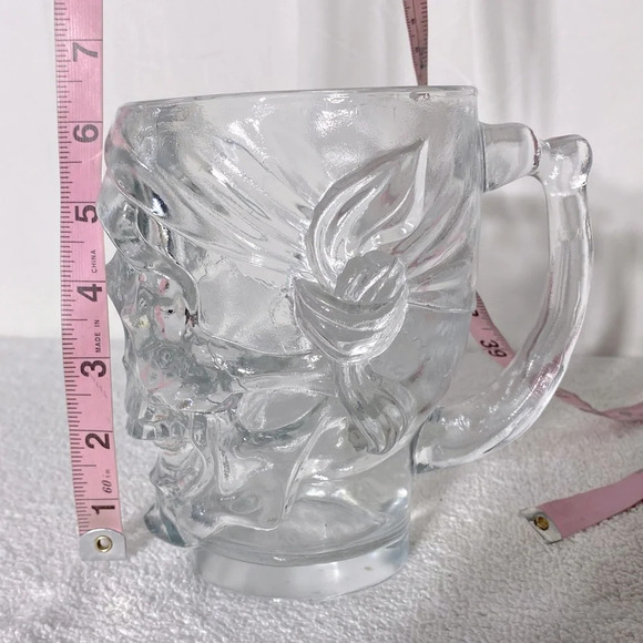 Vintage Luminarc USA Large Clear Glass Skull Mug - Picture 15 of 15